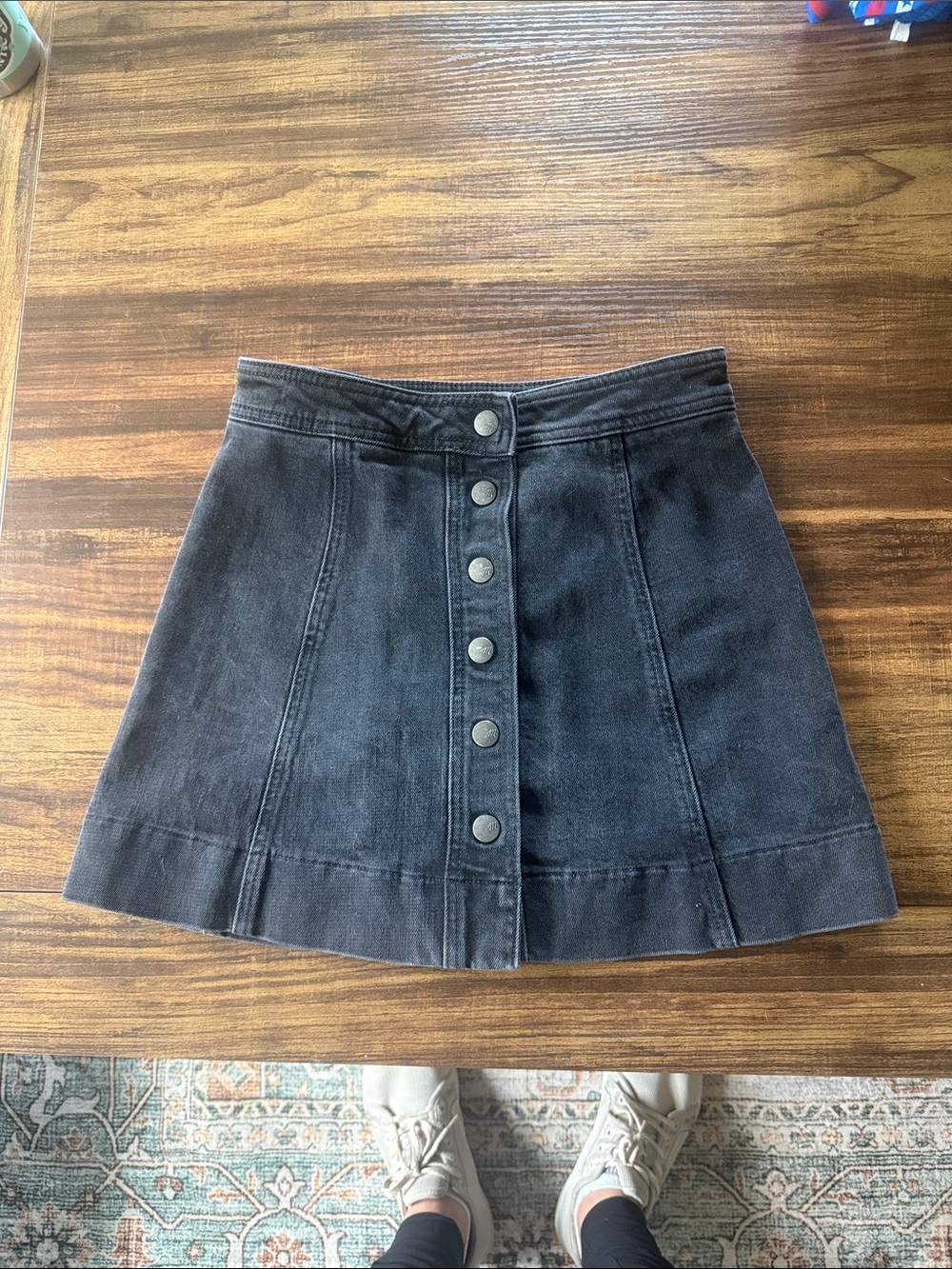 Madewell Button-Front Black Denim Mini Skirt